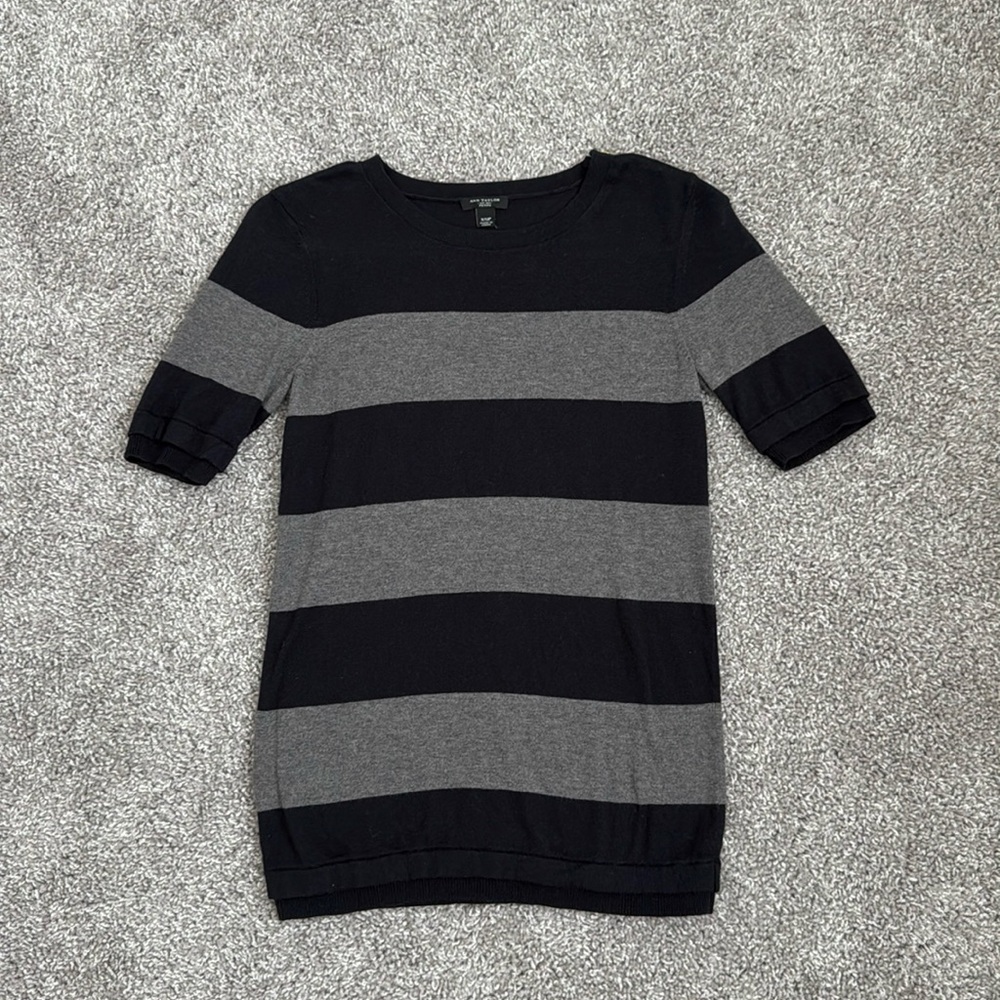 Ann Taylor Petite Striped Short Sleeve Sweater Top - Size XSP